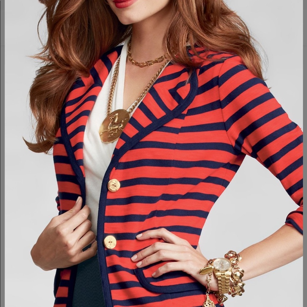 CAbi Red Stripe Yacht Club Jacket XS
